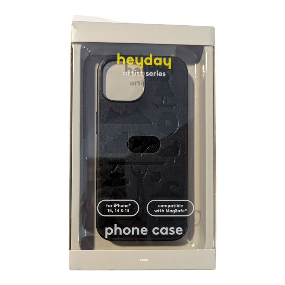 B2. Heyday Apple iPhone 15/ 14 / 13 Faux Leather  MagSafe - Keiji Ishida Black‎
